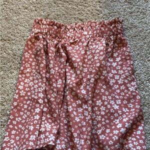 Floral Print Skirt in Pink and White